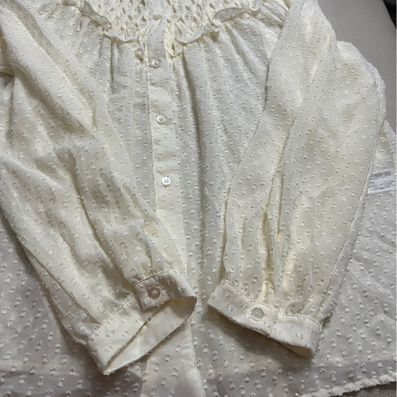 Zara Women’s Ruffled Swiss Dot Semi-Sheer Shirt - Size M - Picture 9 of 14